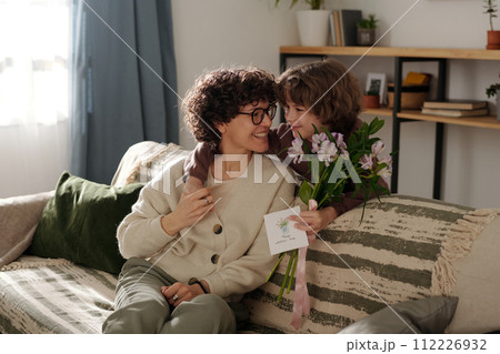 Affectionate young mother and her son 112226932