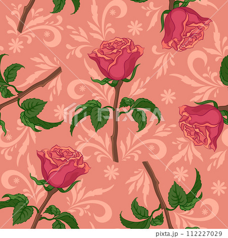 Seamless background, roses 112227029