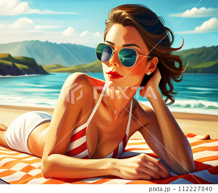 young woman in bikini young woman in bikini 112227840