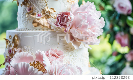 Wedding decoration with peonies, floral decor and event celebration, peony flowers and wedding ceremony in the garden, English country style 112228298