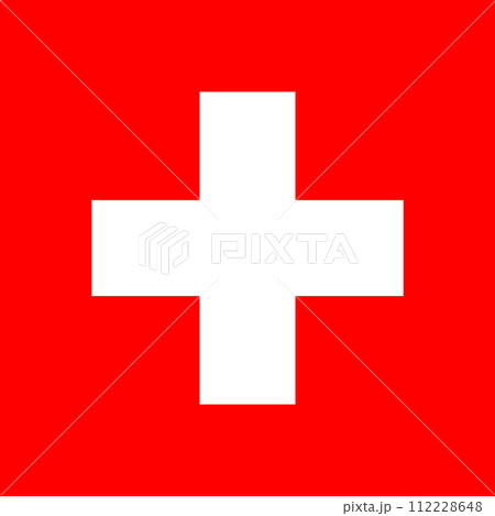 The official current flag of Swiss Confederation. State flag of Switzerland. Illustration. 112228648