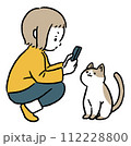 猫の写真をスマホで撮影する女の子 112228800