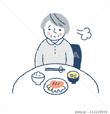 食欲がないシニア女性 食欲がないシニア女性 112229059