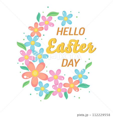 floral hello easterのイラスト素材 [112229558] - PIXTA