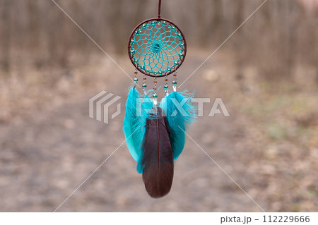 Handmade dream catcher with feathers threads and beads rope hanging Handmade dream catcher with feathers threads and beads rope hanging 112229666