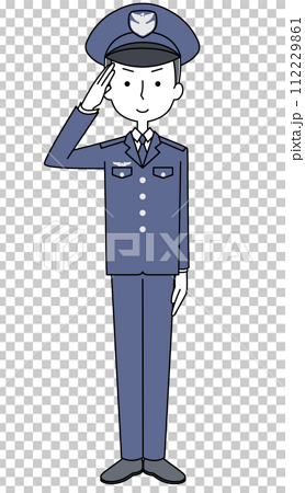 敬礼　航空自衛隊　曹士（冬制服）のイラスト 112229861