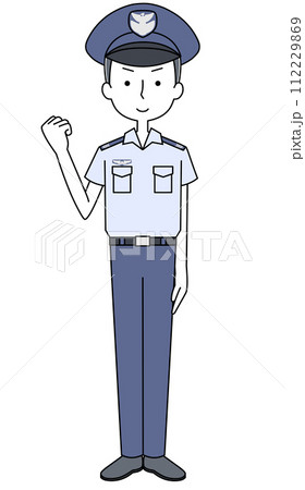 ガッツポーズ　航空自衛隊　曹士（夏制服・半袖）のイラスト 112229869