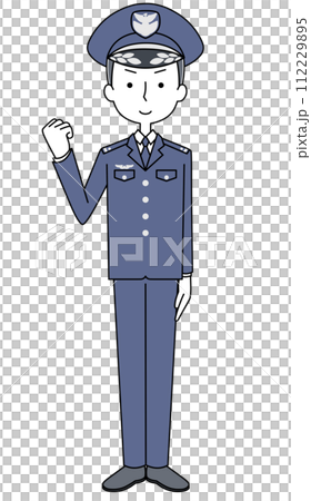 Illustration of Air Self-Defense Force executive (winter uniform) fist pumping Illustration of Air Self-Defense Force executive (winter uniform) fist pumping 112229895