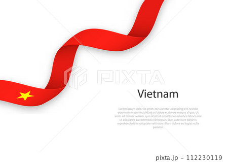 Waving ribbon with flag of Vietnam 112230119