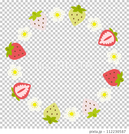 草莓圓形框架草莓和花 草莓圓形框架草莓和花 112230587