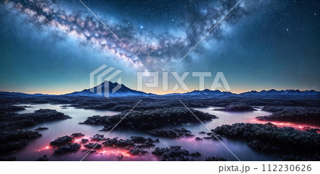 Stellar Serenity. Peaceful planet floating gracefully in the void of space 112230626