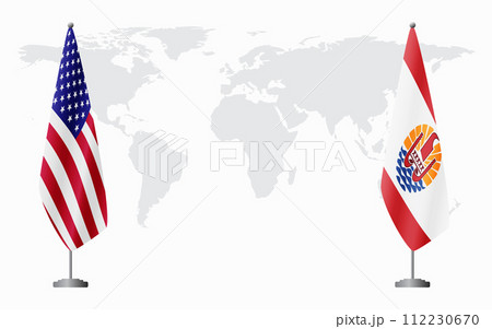United States and French Polynesia flags for official meeting United States and French Polynesia flags for official meeting 112230670
