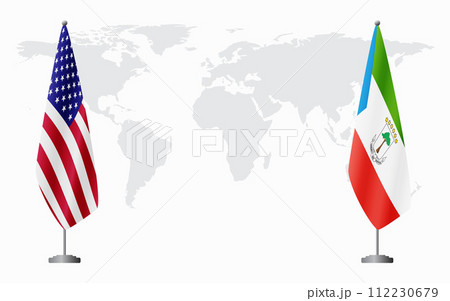 United States and Equatorial Guinea flags for official meeting 112230679