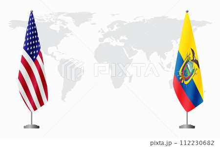 United States and Ecuador flags for official meeting United States and Ecuador flags for official meeting 112230682