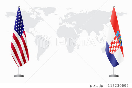 United States and Croatia flags for official meeting 112230693