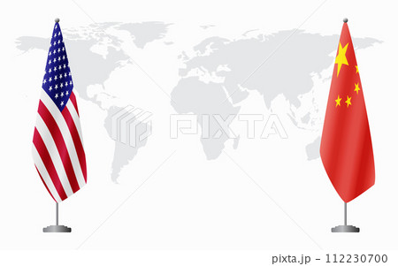 United States and China flags for official meeting United States and China flags for official meeting 112230700