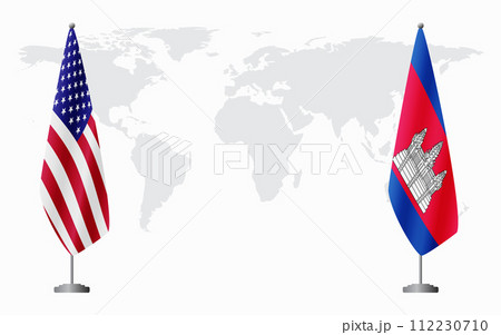 United States and Cambodia flags for official meeting 112230710