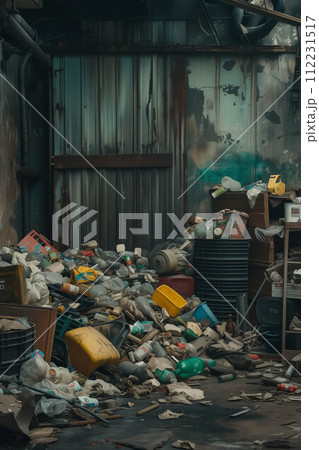 Garbage piles abandoned in the city. 112231517
