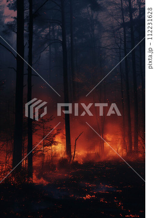 Forest fire during the night. 112231628
