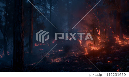 Forest fire during the night. 112231630