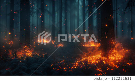 Forest fire during the night. 112231631