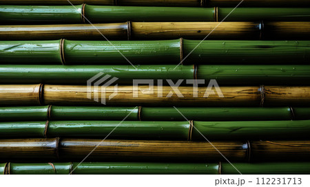 The background is made of fresh bamboo. Bright backdrop. Generative AI 112231713