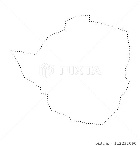 Zimbabwe country simplified map. Black dotted outline contour. Simple vector icon. 112232090