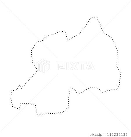 Rwanda country simplified map. Black dotted outline contour. Simple vector icon. 112232133