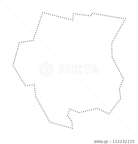 Suriname country simplified map. Black dotted outline contour. Simple vector icon. 112232135