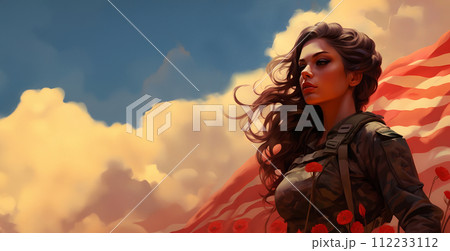AI-generated content. Remembrance day, soldier and poppies, digital art, printable illustration 112233112