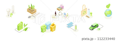 Ecology and Green Renewable Resources Isometric Vector Set 112233440