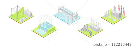 Ecology and Green Renewable Resources Production Isometric Vector Set 112233442