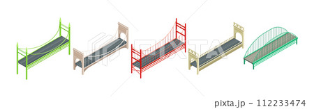 Fixed Bridge as Industrial Road Construction Isometric Vector Set 112233474