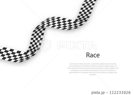 Waving ribbon with Race flag. 112233826
