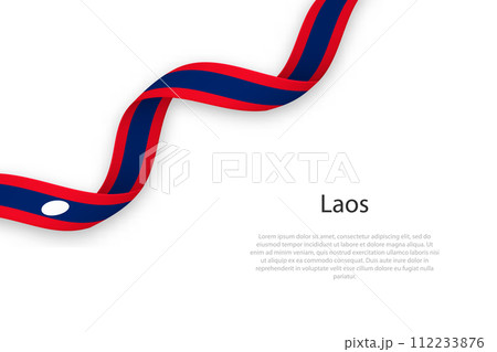 Waving ribbon with flag of Laos 112233876