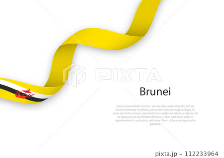Waving ribbon with flag of Brunei 112233964