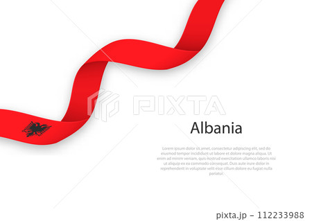 Waving ribbon with flag of Albania 112233988