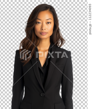 Portrait of Multi Racial Woman in Business Casual Outfit, Isolated on Transparent Background 112234093