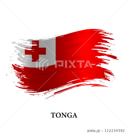 Grunge flag of Tonga, brush stroke vector 112234392