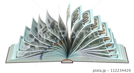 Book with dollars as pages, 3D rendering 112234429