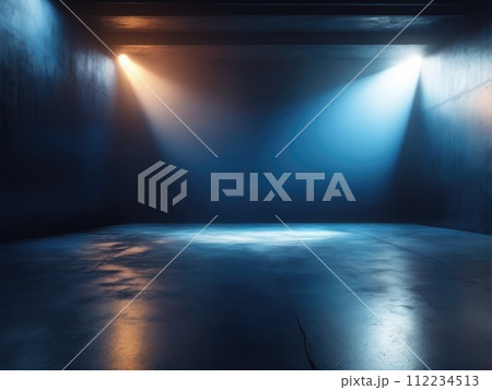 The concrete floor and studio room with smoke float up the interior for display products 112234513