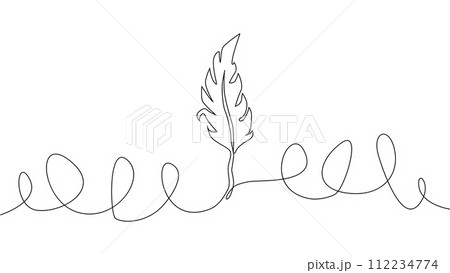 Self-drawing of continuous drawing of one line of feathers 112234774