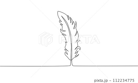 Self-drawing of continuous drawing of one line of feathers 112234775