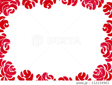 Flower frame. Red abstract rosesのイラスト素材 [112234901] - PIXTA