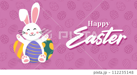 Happy Easter card with easter bunny Happy Easter card with easter bunny 112235148
