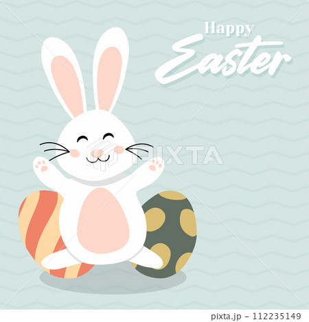 Happy Easter card with easter bunny Happy Easter card with easter bunny 112235149