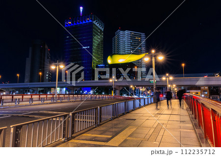 東京 台東区 吾妻橋の夜景 東京 台東区 吾妻橋の夜景 112235712