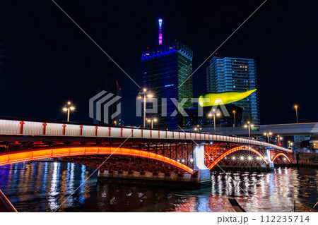 東京 台東区 吾妻橋の夜景 東京 台東区 吾妻橋の夜景 112235714