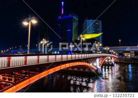 東京 台東区 吾妻橋の夜景 東京 台東区 吾妻橋の夜景 112235721