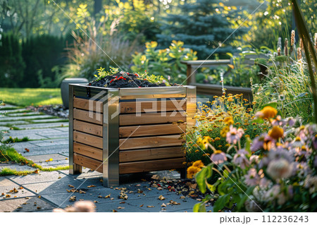 Wooden Box in a Garden 112236243